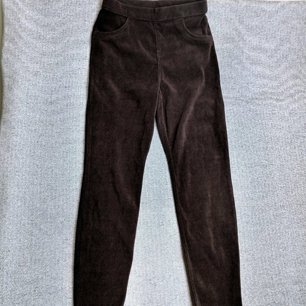 HUE Corduroy Leggings Womens Size Medium Brown Excellent Stretch High Rise Slim